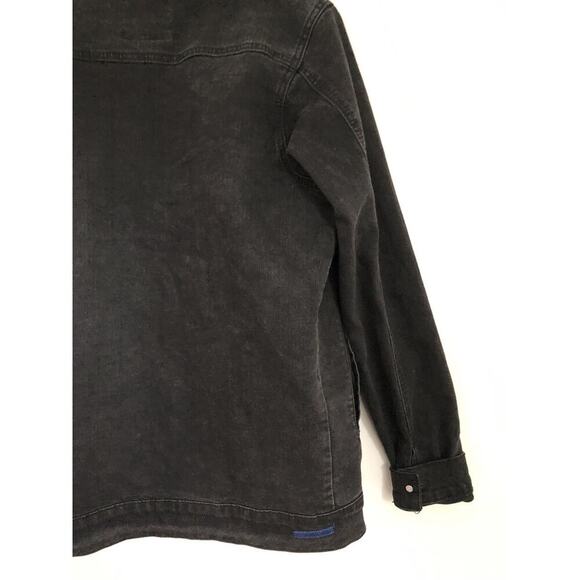 Ezekiel Oversized Black Denim Jacket With Sherpa Collar - Picture 4 of 5